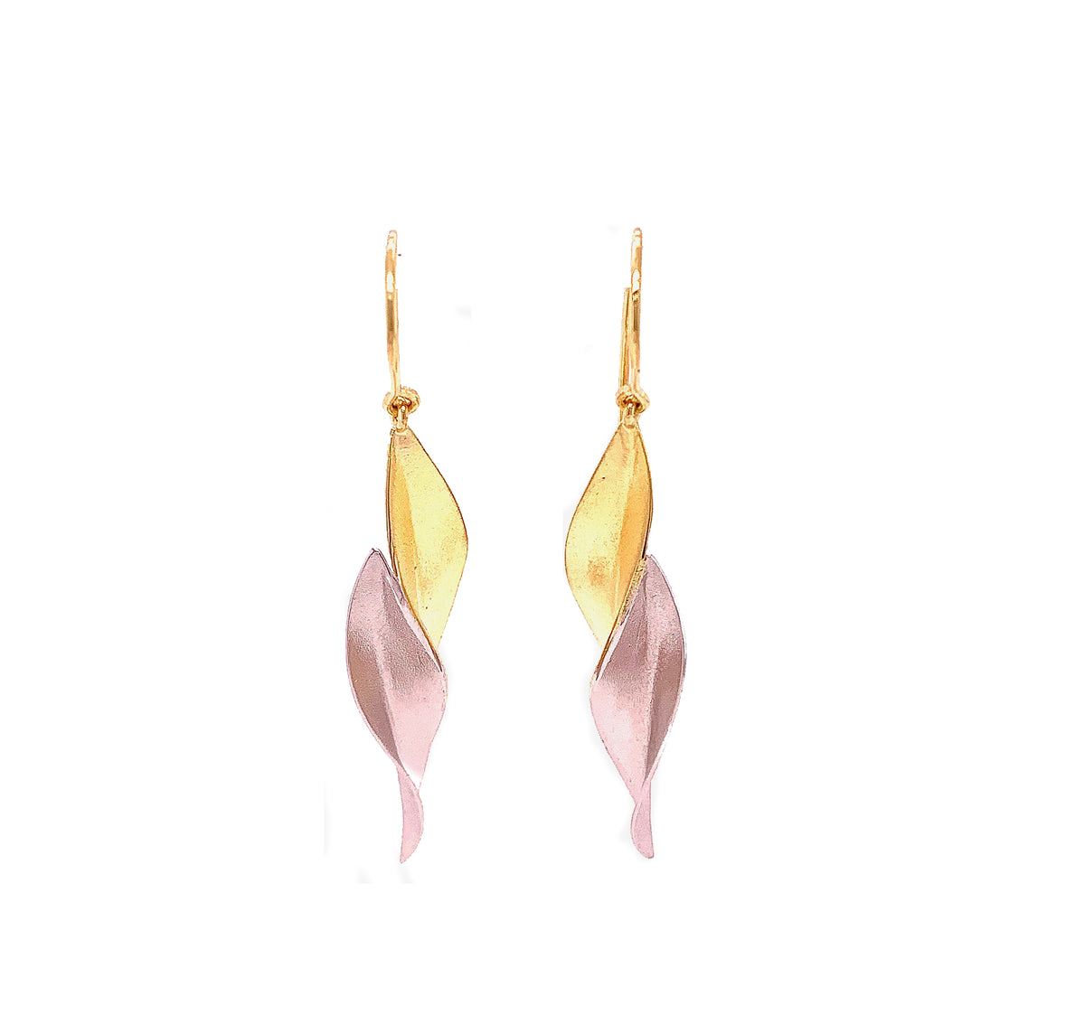 Timo Krapf Dual Tone Embrace Earrings Ladyfingers Jewelry Carmel