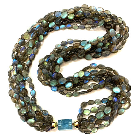 Engel &amp; Co. Labradorite Necklace W/ Aquamarine Clasp