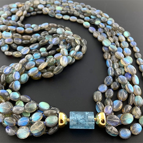 Engel &amp; Co. Labradorite Necklace W/ Aquamarine Clasp