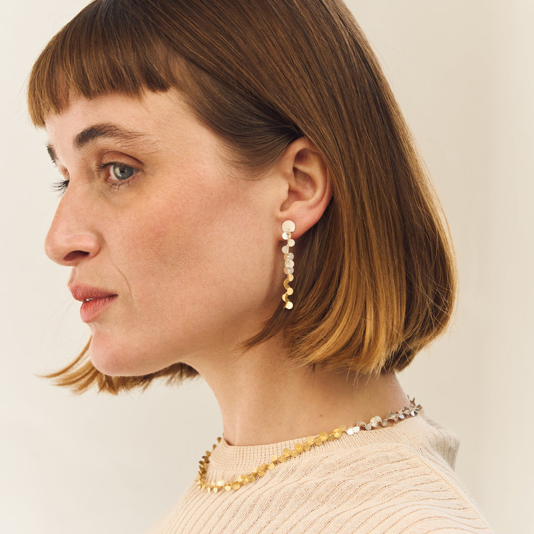 Butterfly earrings in sterling and 18K gold