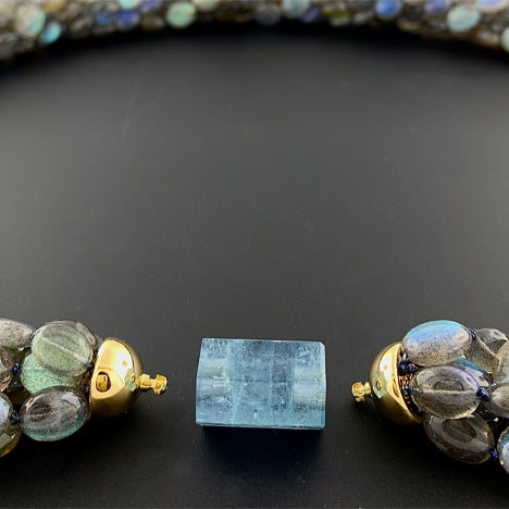Engel &amp; Co. Labradorite Necklace W/ Aquamarine Clasp