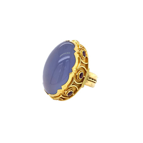 Ladyfingers Jewelry Holly Blue Agate Rring in 18K Ggold