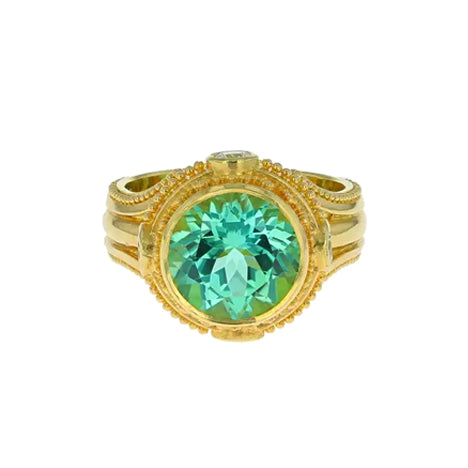 Kent Raible Seafoam Tourmaline, Diamond, 18K Granulation