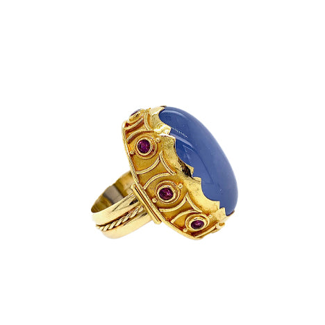 Ladyfingers Jewelry Holly Blue Agate Rring in 18K Ggold