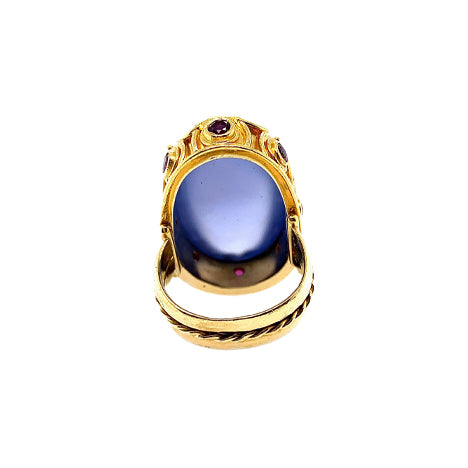 Ladyfingers Jewelry Holly Blue Agate Rring in 18K Ggold