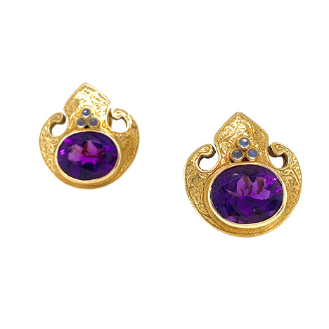 Ladyfingers Jewelry 18K Gold &amp; Amethyst Earrings