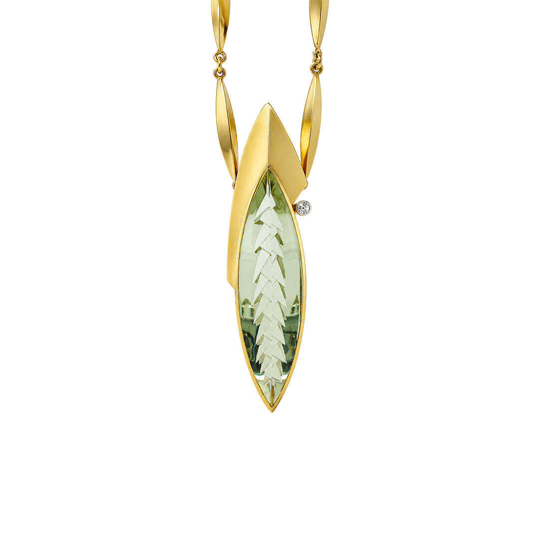 59.36 Carat Munsteiner Green Beryl Pendant Necklace in 18K Gold