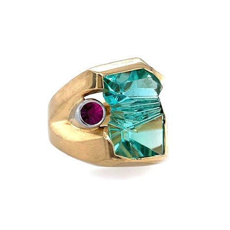 Ladyfingers Jewelry Green Tourmaline &amp; Ruby Ring by Munsteiner