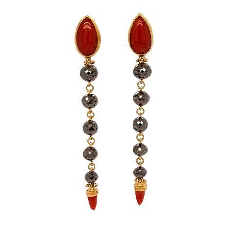 Michael Boyd Coral and black diamond earrings