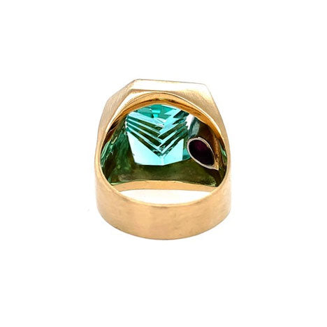 Ladyfingers Jewelry Green Tourmaline &amp; Ruby Ring by Munsteiner