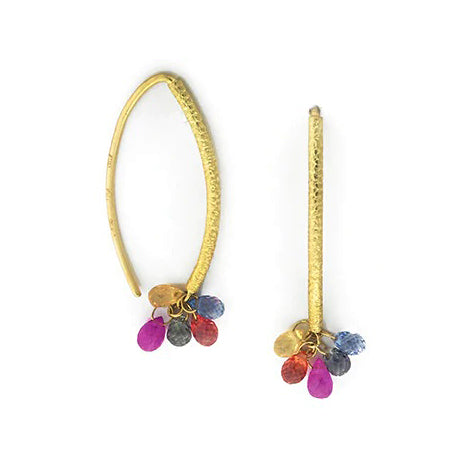 Barbara Heinrich Multi Colored Sapphire Earrings in 18K Gold