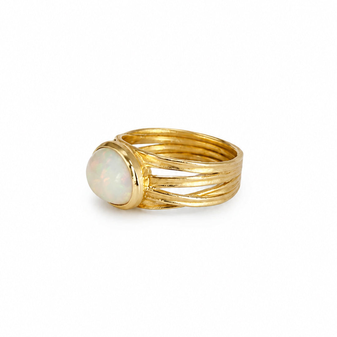 Australian Andamooka Opal Ribbon Ring 18K Gold