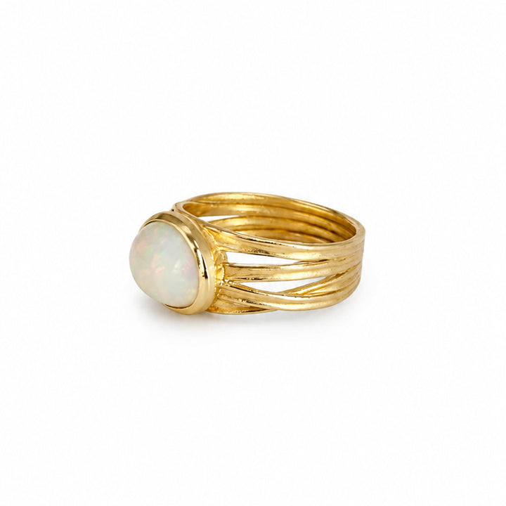 Australian Andamooka Opal Ribbon Ring 18K Gold