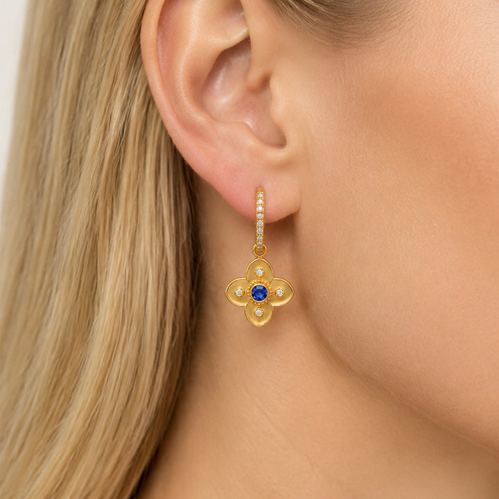 Dogwood Tanzanite Diamond Drop Earrings 18K Yellow Gold