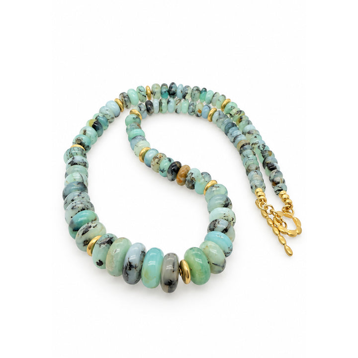 Graduated Peruvian Opal Necklace 18K Gold