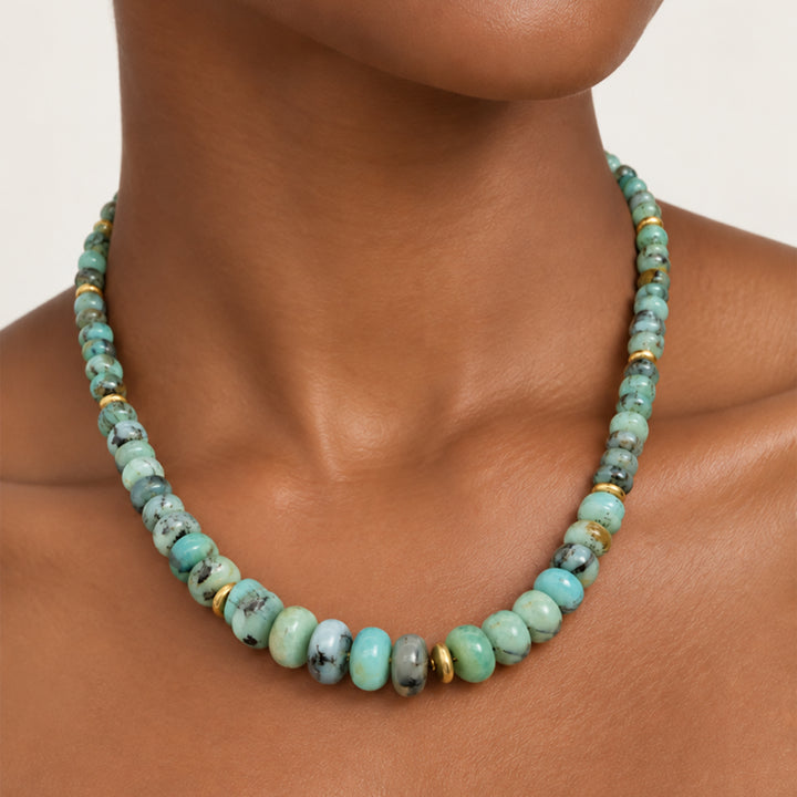 Graduated Peruvian Opal Necklace 18K Gold