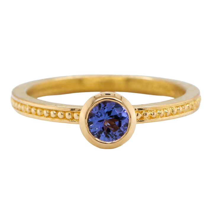 Granulated Stack Ring with Round Tanzanite