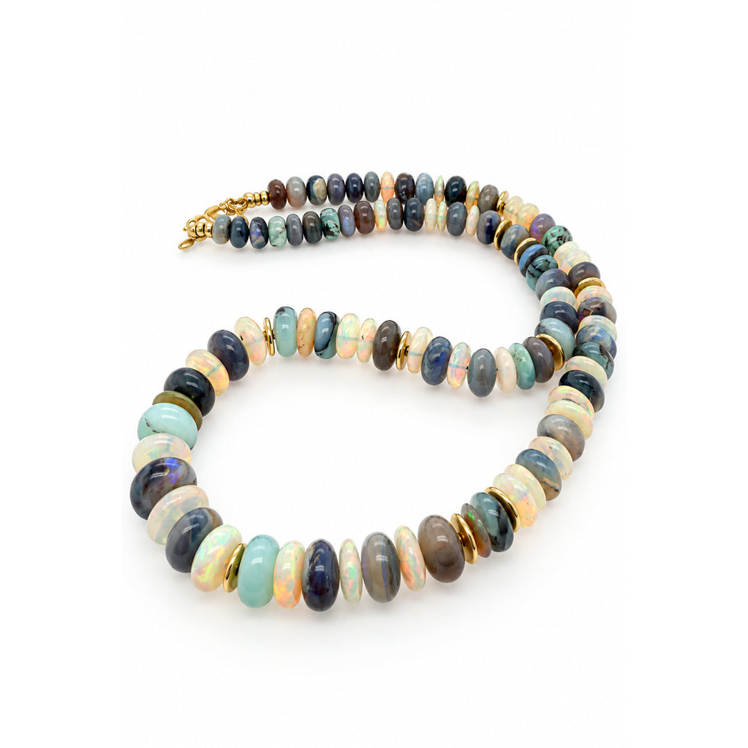 Mixed Opal Necklace with Gold Beads