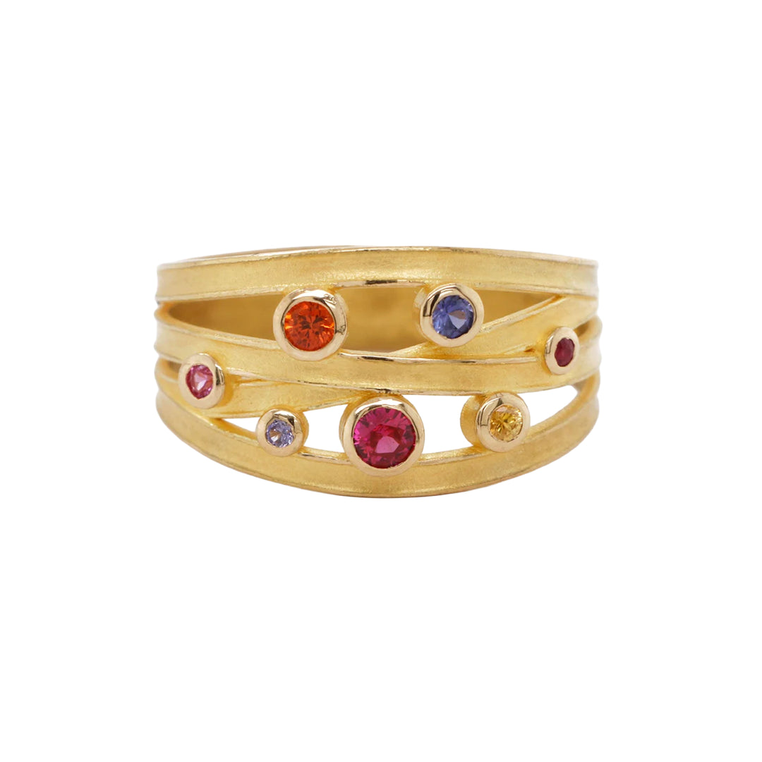 Multicolor Sapphire Four Ribbon Ring