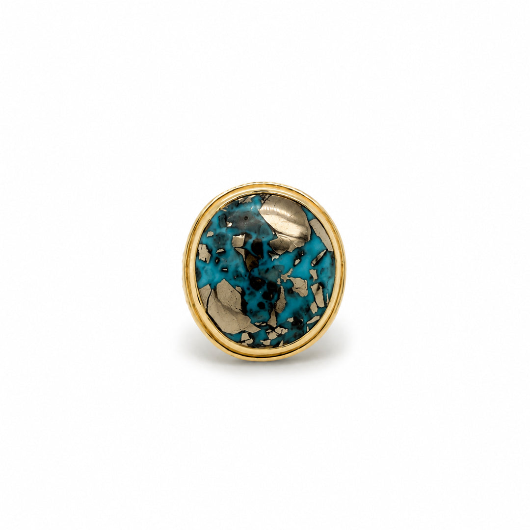 Persian Turquoise Four Ribbon Ring 18K Yellow Gold