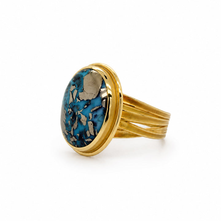 Persian Turquoise Four Ribbon Ring 18K Yellow Gold