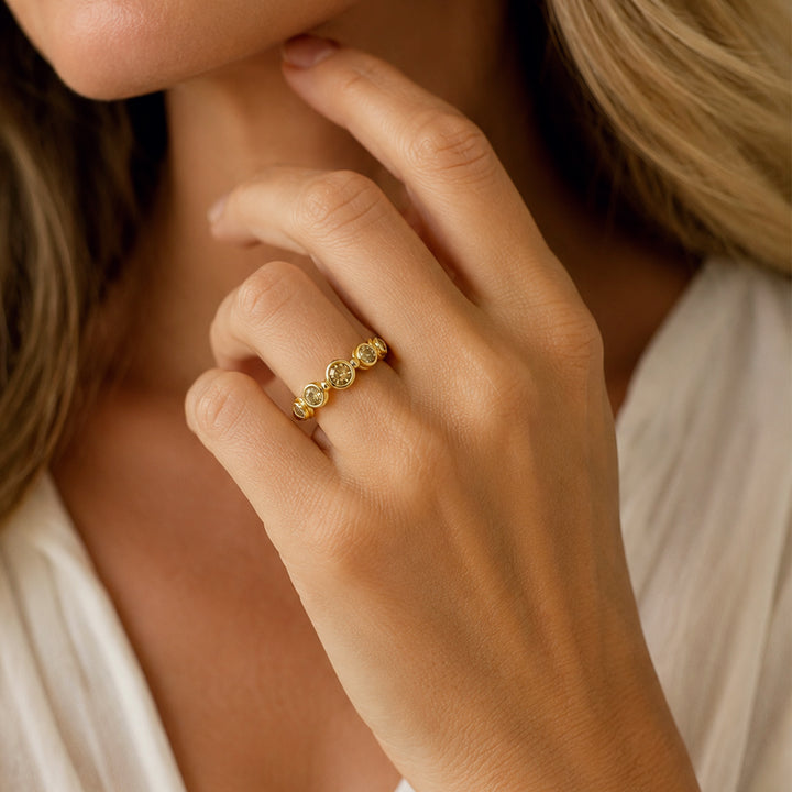 Rose Cut Diamond Ring 18K Gold