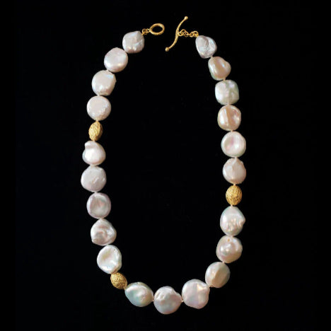 Barbara Heinrich Freshwater pearl necklace with gold beads