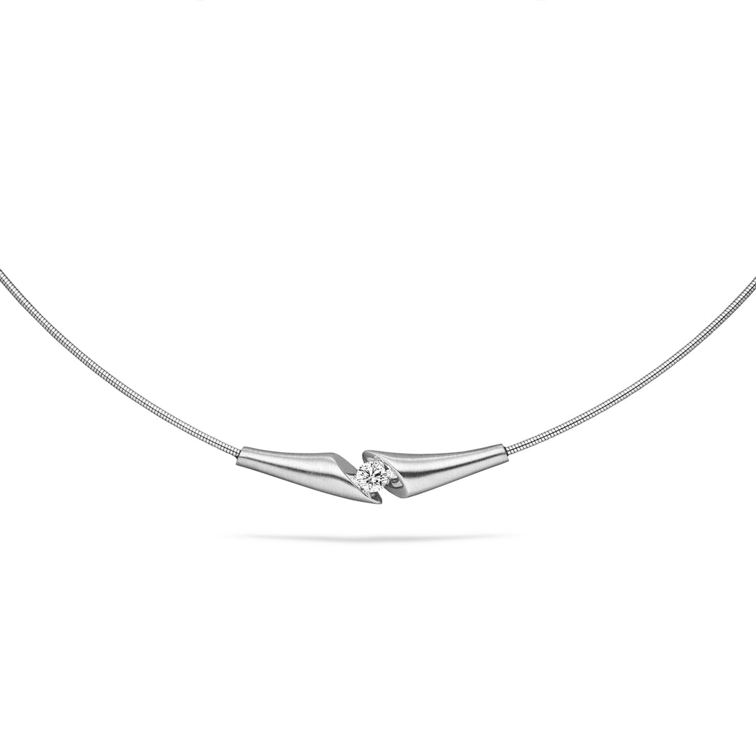 Calla Diamond Necklace in 18K White Gold