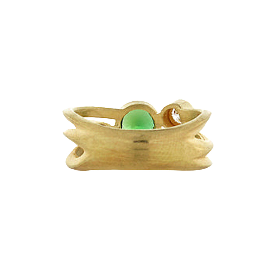 Chrome Tourmaline Diamond Wrapped Ring 18K Yellow Gold