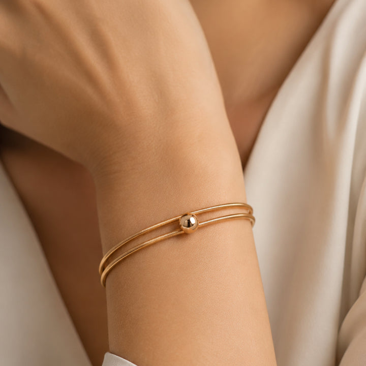 Double Strand Sphere Bracelet 18K Pink Gold