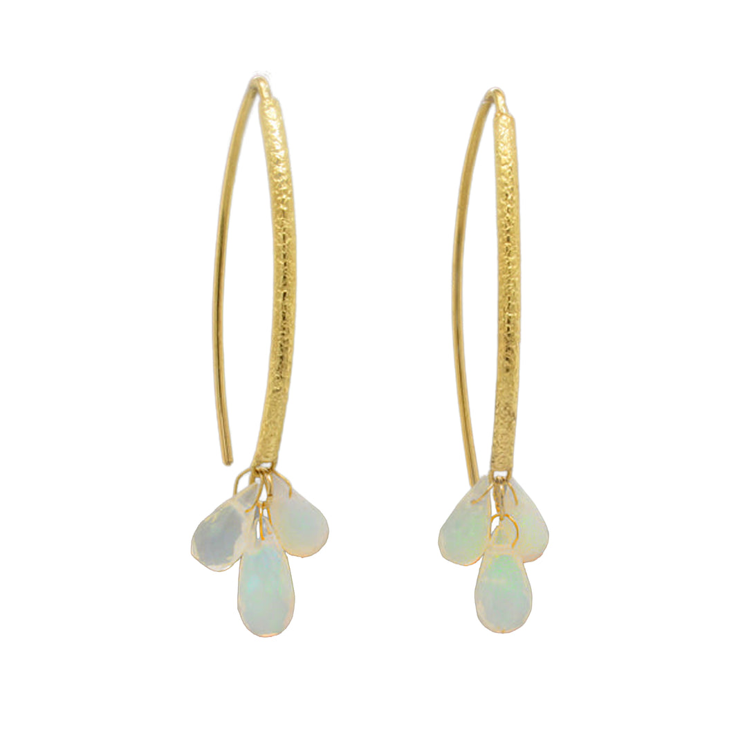 Ethiopian Opal Briolette Navette Earrings