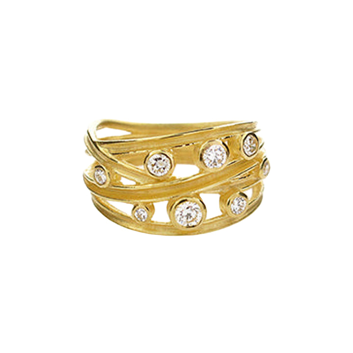 Four Ribbon Diamond Ring 18K Yellow Gold