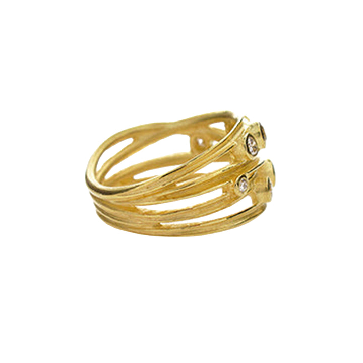Four Ribbon Diamond Ring 18K Yellow Gold
