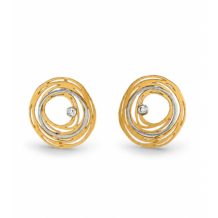 Swirling Waters Earrings Gold Plated Stainless Steel Lab Grown Diamonds