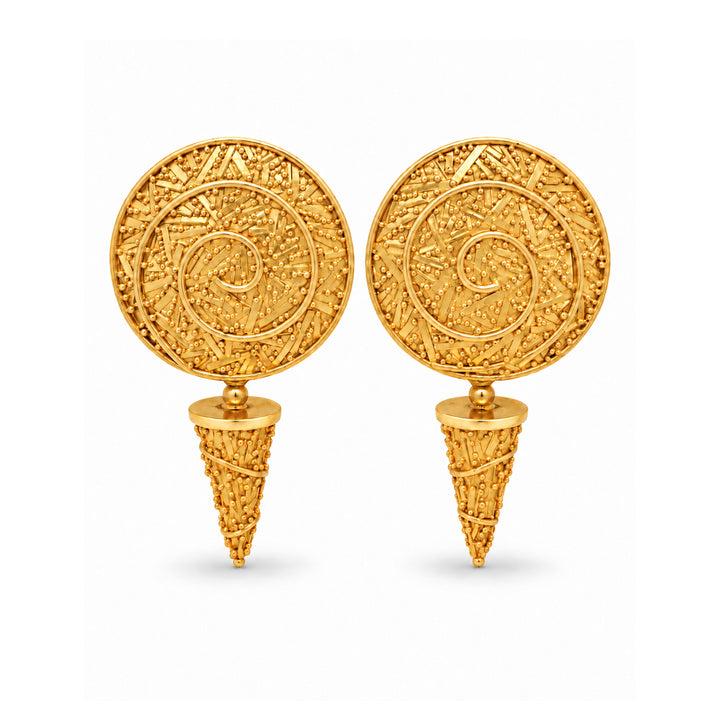 Detachable Disk and Cone Earrings 18K 22K Gold