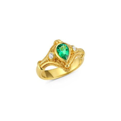 Kent Raible 18K gold and emerald ring