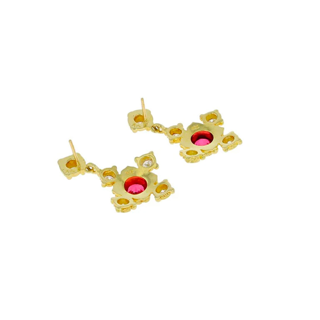 Earrings with Red Spinel, Diamonds