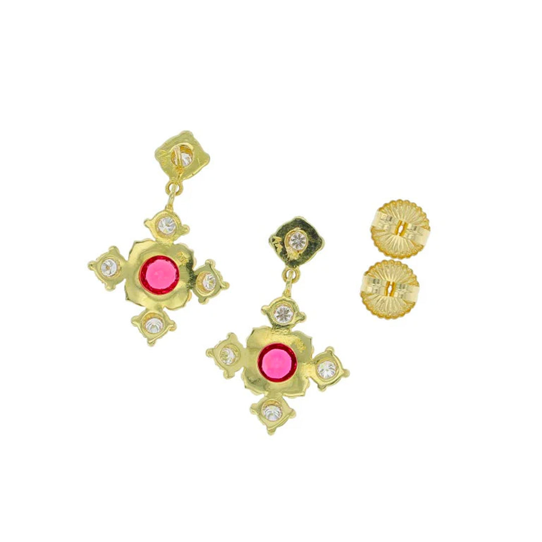 Earrings with Red Spinel, Diamonds