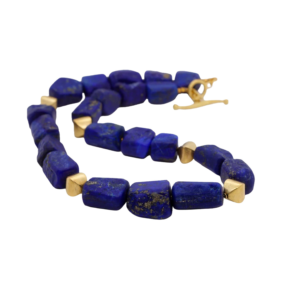 Lapis Nugget Necklace with Gold Beads