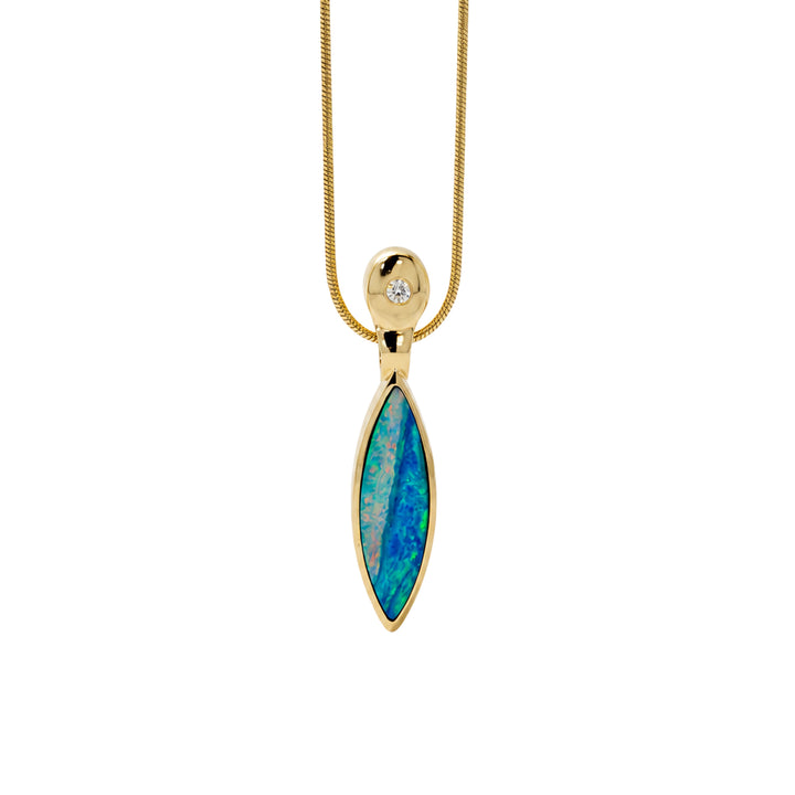Bi Color Opal Diamond Pendant 14K Gold