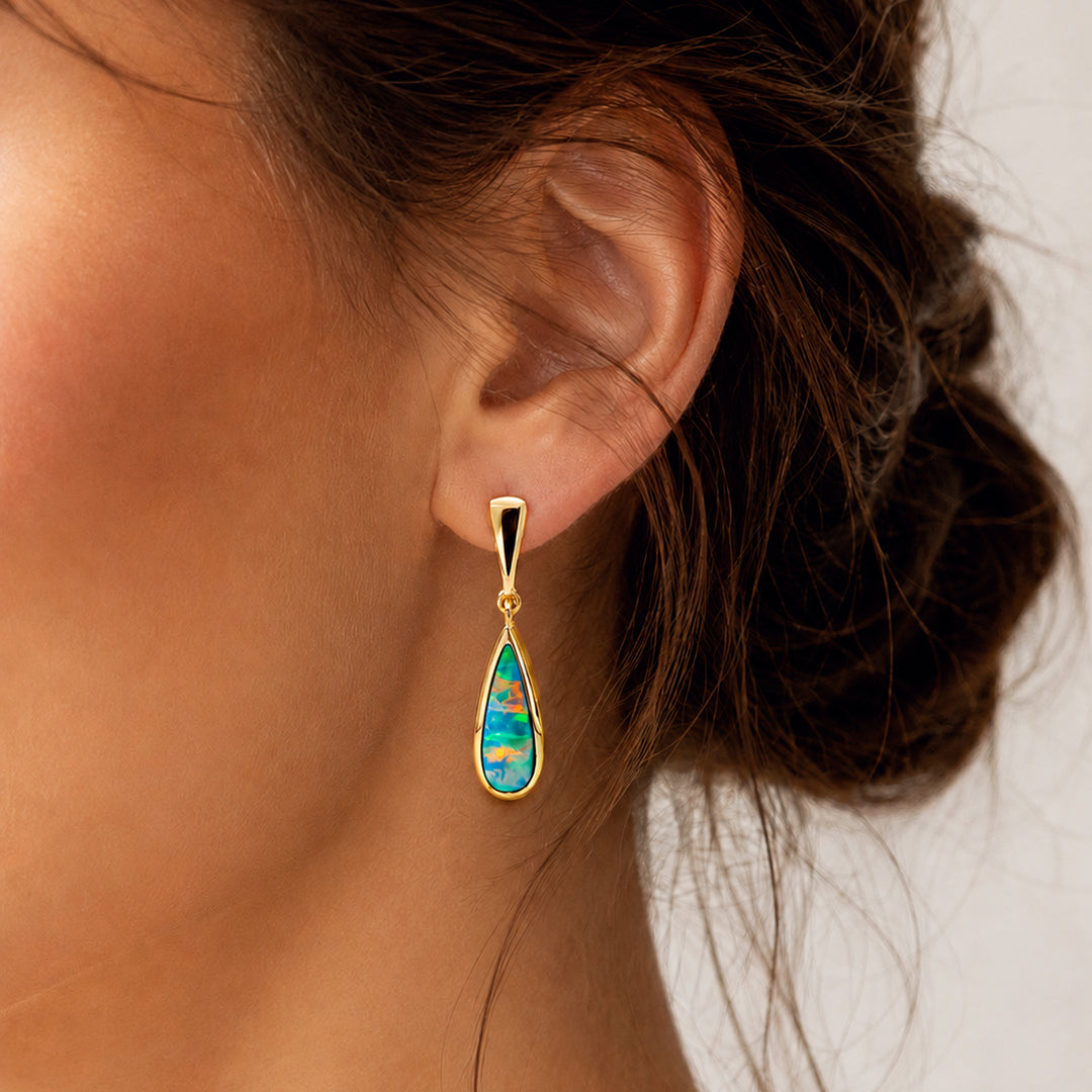 Opal Earrings 14K Gold