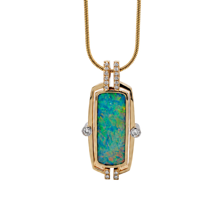 Opal Diamond Pendant 14K Gold