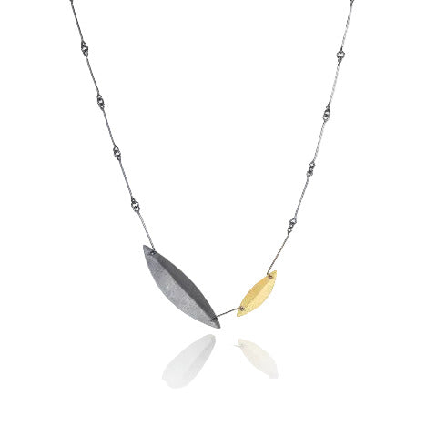 Necklace in oxidized sterling and 18K gold