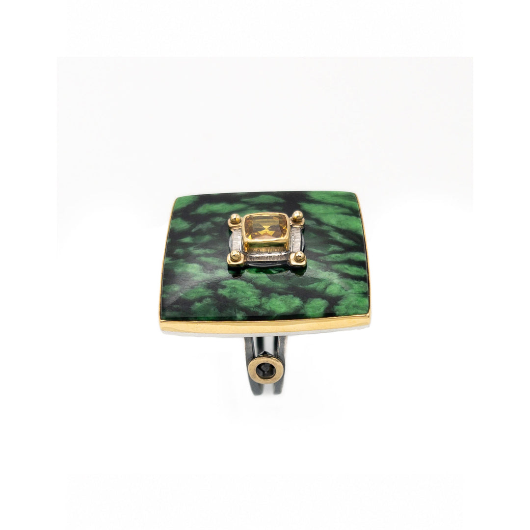 Maw Sit Sit Yellow Sapphire and Black Diamond Ring