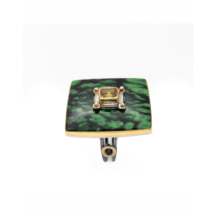 Maw Sit Sit Yellow Sapphire and Black Diamond Ring