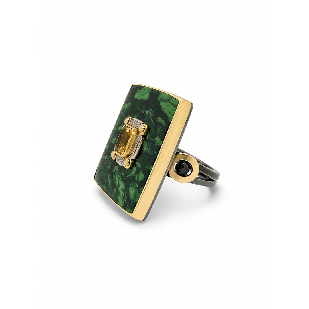 Maw Sit Sit Yellow Sapphire and Black Diamond Ring