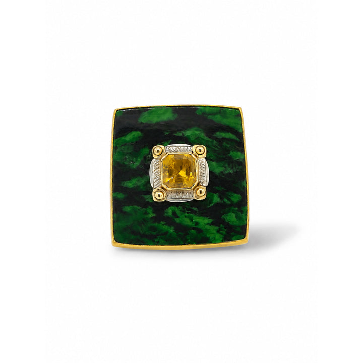 Maw Sit Sit Yellow Sapphire and Black Diamond Ring