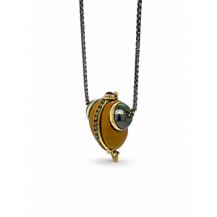 Mookaite Jasper Tahitian Pearl and Diamond Pendant