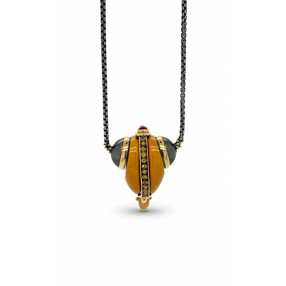 Mookaite Jasper Tahitian Pearl and Diamond Pendant