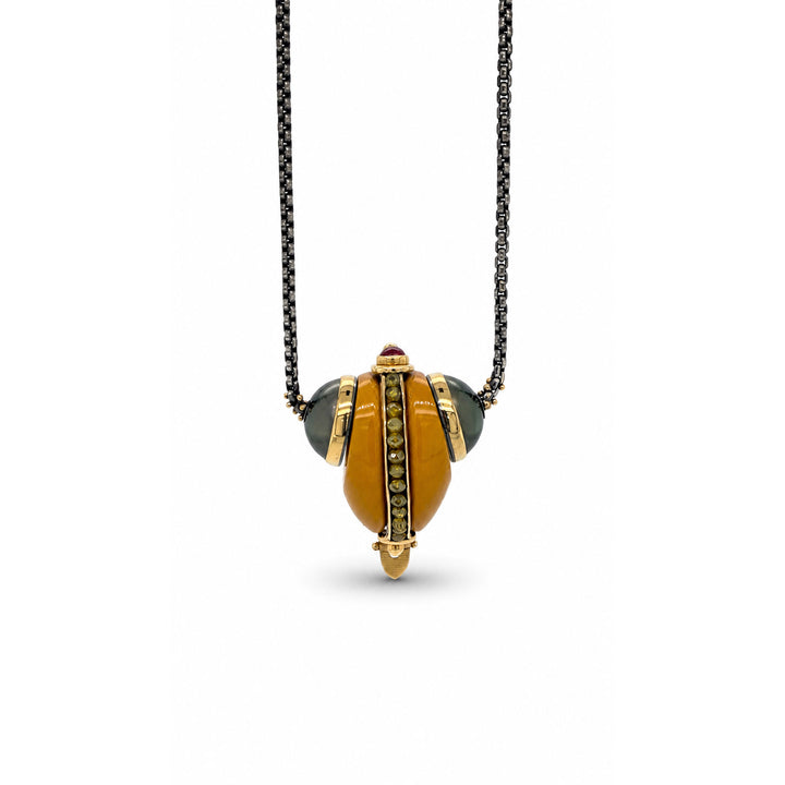 Mookaite Jasper Tahitian Pearl and Diamond Pendant
